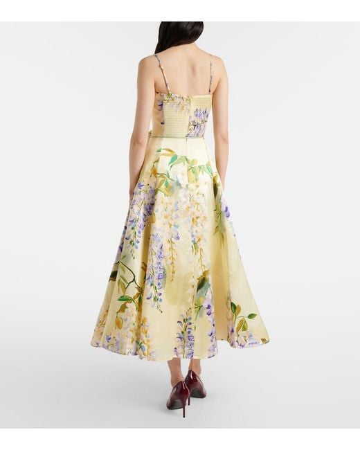 LEO LIN Metallic Mariela Linen And Silk Cocktail Dress