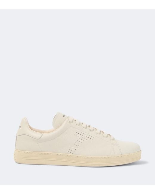 Tom Ford White Warwick Perforated Leather Sneakers for men