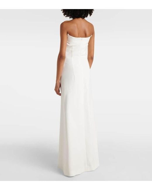 Costarellos White Robe Fara Aus Crepe Mit Kristallen