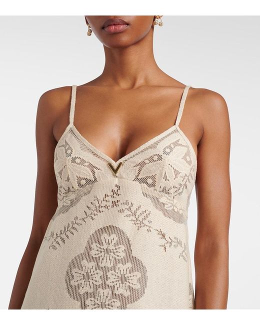Valentino Natural Vgold Floral Cotton-Blend Maxi Dress
