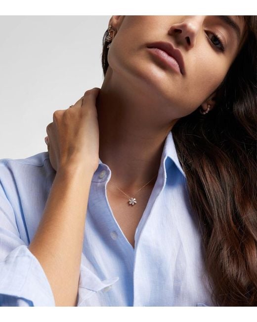 Sophie Bille Brahe White Cosmos Simple 18Kt Pendant Necklace With Diamonds