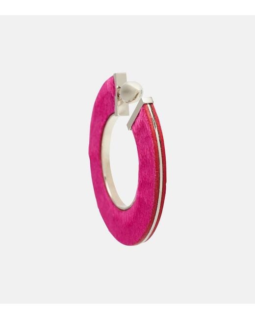 Alaïa Pink Leather-Trimmed Earrings
