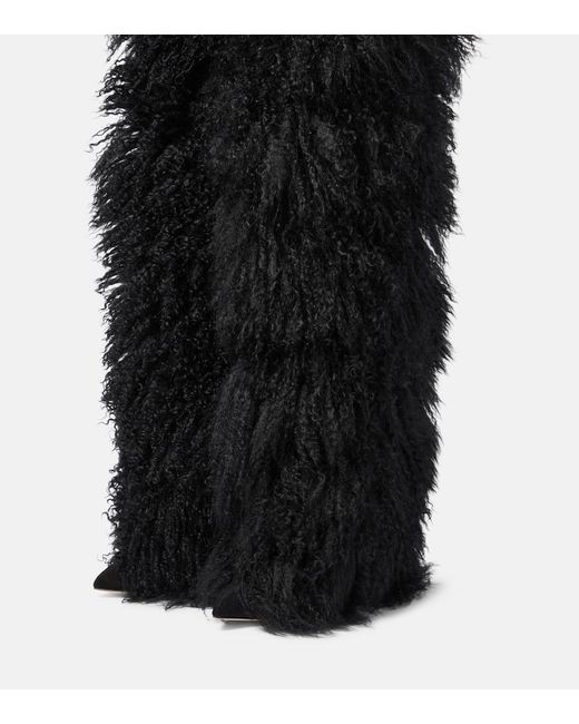 Paris Texas Black Shearling Fur Boots