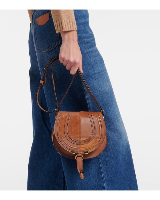 Chloé Brown Marcie Small Leather And Suede Crossbody Bag