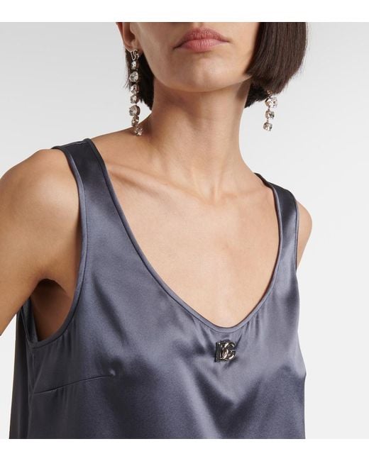 Dolce & Gabbana Blue Silk-Blend Top