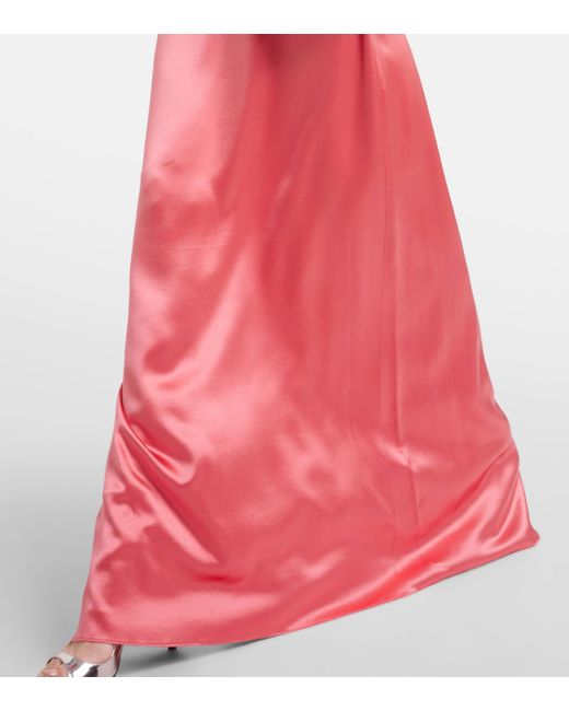 Robe longue en satin de soie Monique Lhuillier en coloris Red
