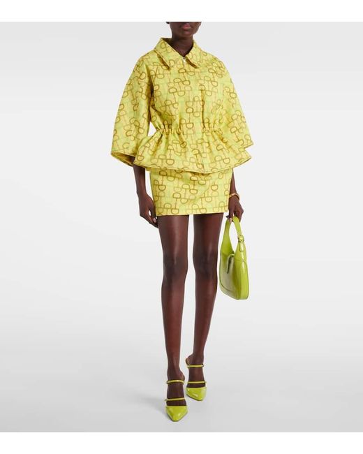 Minifalda De Algodon Estampada Gucci de color Yellow