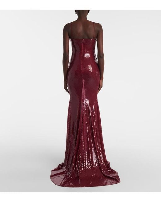 Abito Lungo Con Corsetto E Paillettes di Alex Perry in Purple
