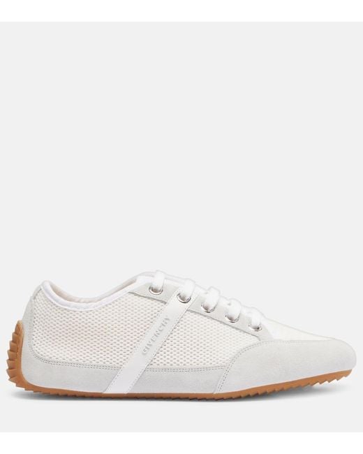 Givenchy White Slim Suede-Trimmed Sneakers
