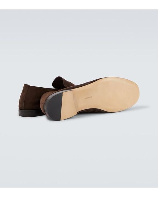 The Row Brown Suede Penny Loafers for men
