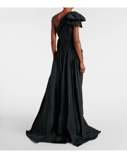 Elie Saab Black Bow-Detail One-Shoulder Taffeta Gown