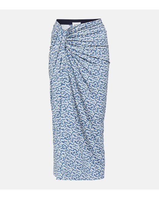 Isabel Marant Blue Jeldia Printed Jersey Midi Skirt