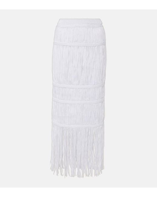 Falda midi Yarra de algodon con flecos Jonathan Simkhai de color White
