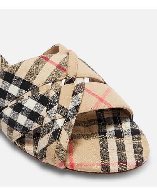 Burberry Brown Check Slides
