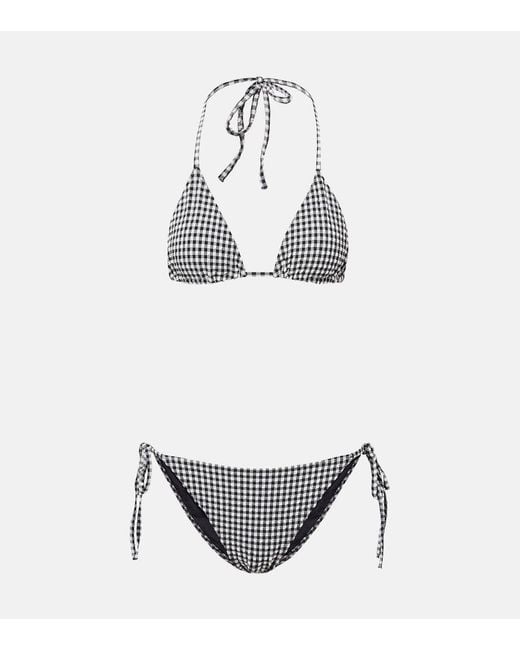 Hunza G White Sabrina Gingham Seersucker Bikini