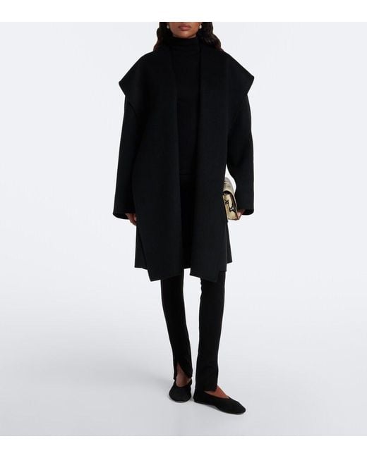 Totême  Black Hooded Wool Coat