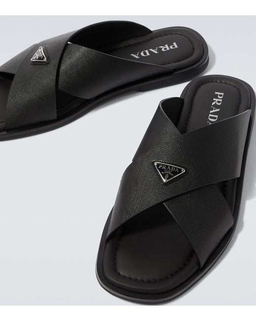 Prada Black Leather Sandals for men