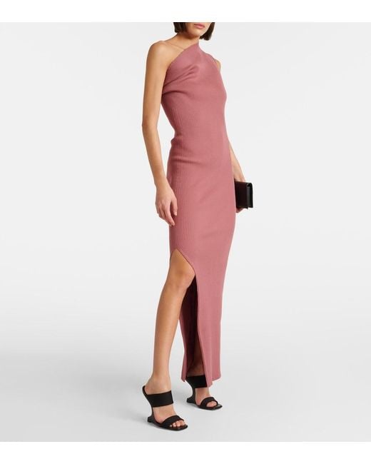 Rick Owens Red One-Shoulder Jersey Maxi Dress