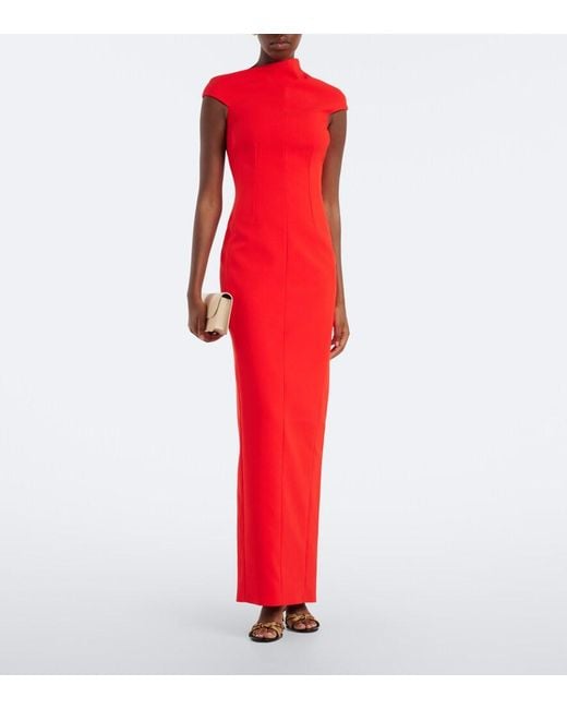 Solace London Red Arion Asymmetric Crepe Gown