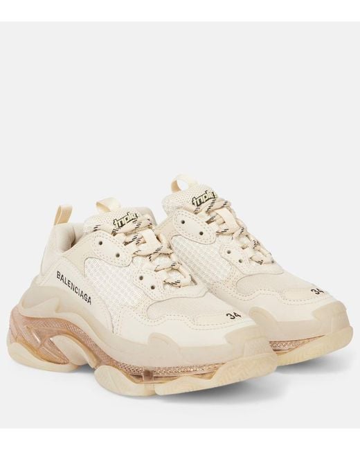 Balenciaga White Triple S Leather And Mesh Trainers