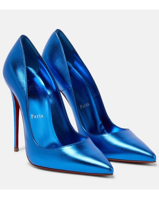 Christian Louboutin Blue Pumps So Kate 120 aus Metallic-Leder