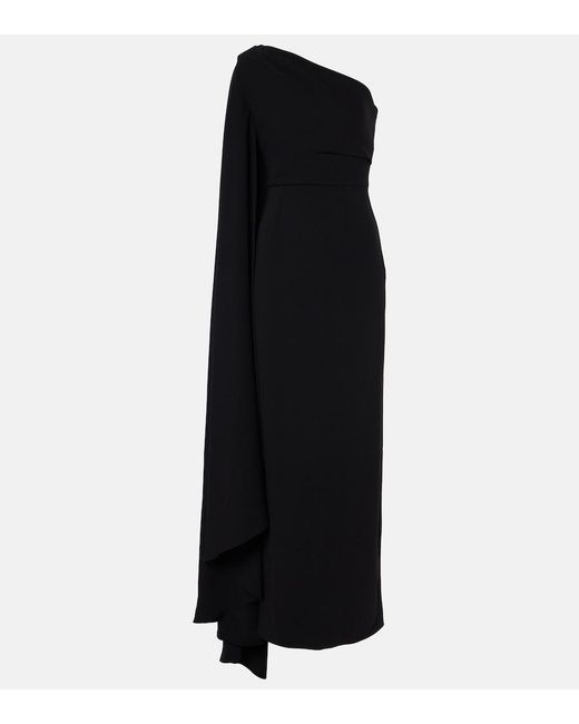 Solace London Black Daria One-Shoulder Gown