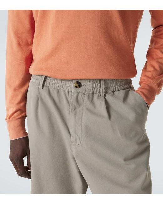 Brunello Cucinelli Gray Cotton Gabardine Bermuda Shorts for men
