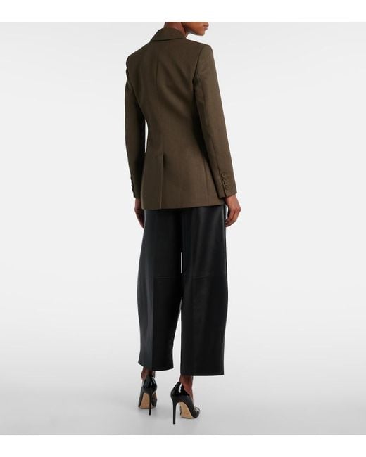 Altuzarra Black Dash Leather Barrel-Leg Pants