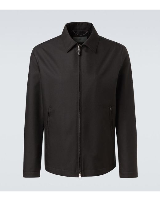 Canali Black Leather-Trimmed Jacket for men