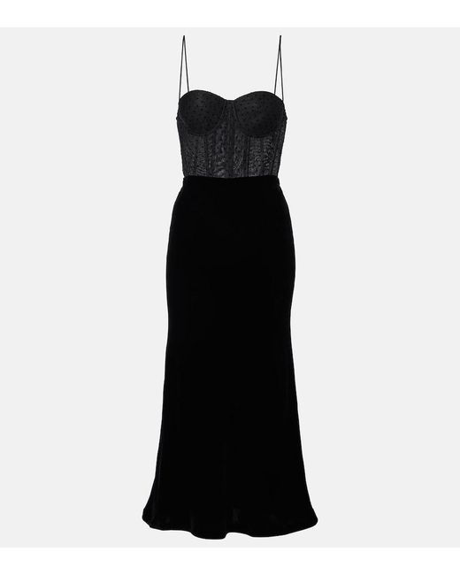 Rebecca Vallance Black Ethel Polka-Dot Bustier Dress