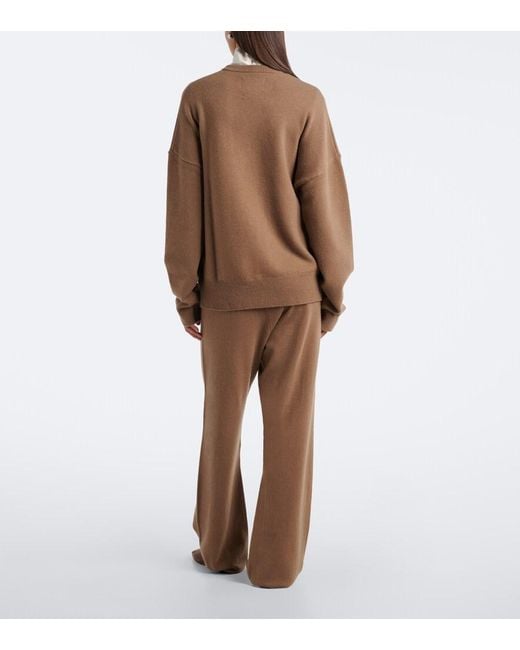 Extreme Cashmere Brown N°479 Runaway Cashmere-Blend Wide-Leg Pants