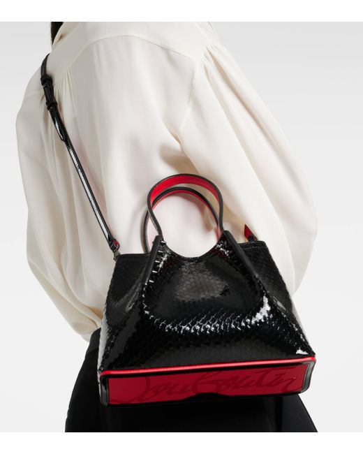 Christian Louboutin Black Cabarock Mini Patent Leather Tote Bag