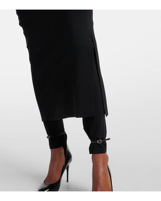Alaïa Black Luxurious Draped Wool-Blend Skirt Pants
