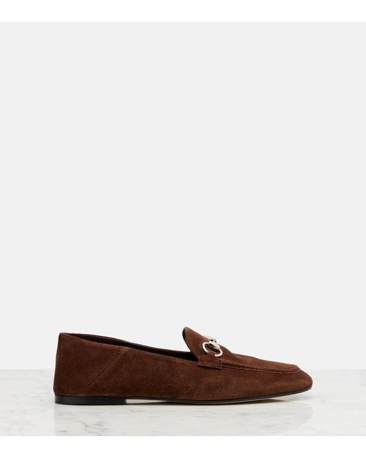 Gucci Brown Jordaan Horsebit Suede Loafers