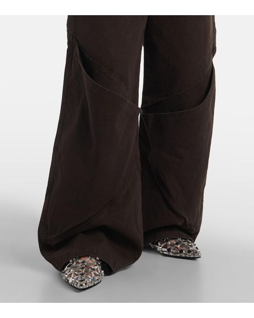 The Attico Black High-Rise Wide-Leg Jeans