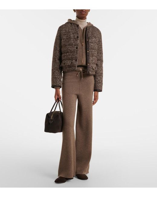Agnona Brown Cashmere, Wool, And Silk Hoodie