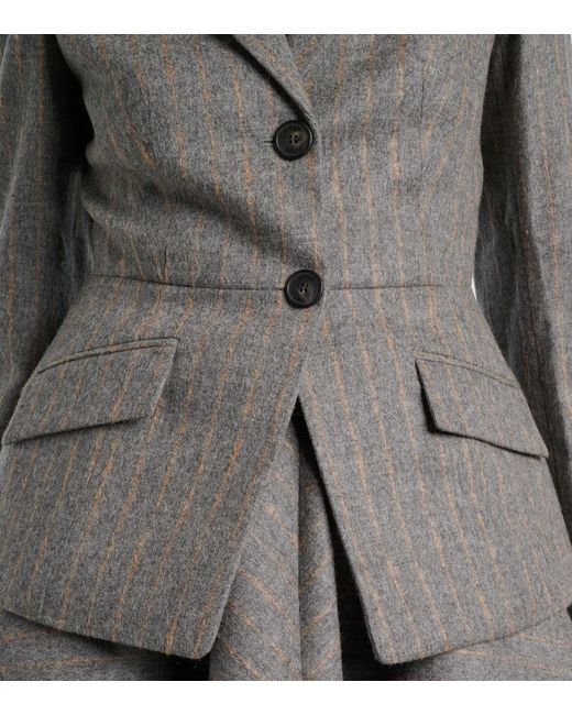 Erdem Gray Pinstripe Wool And Mohair Blazer