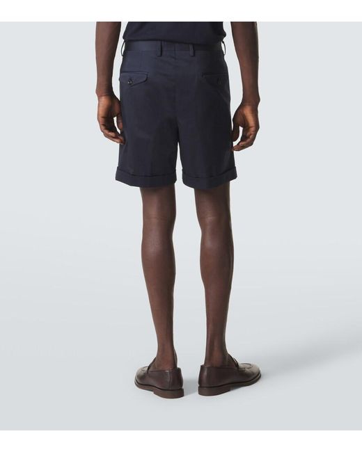 Lardini Blue Pleated Cotton-Blend Bermuda Shorts for men