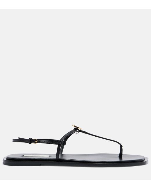 Totême Black Leather Thong Sandals