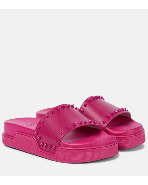 Christian Louboutin Purple Pool Stud Embellished Slides
