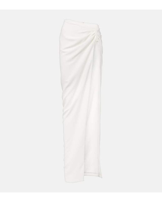Monot White Asymmetric Crepe Maxi Skirt