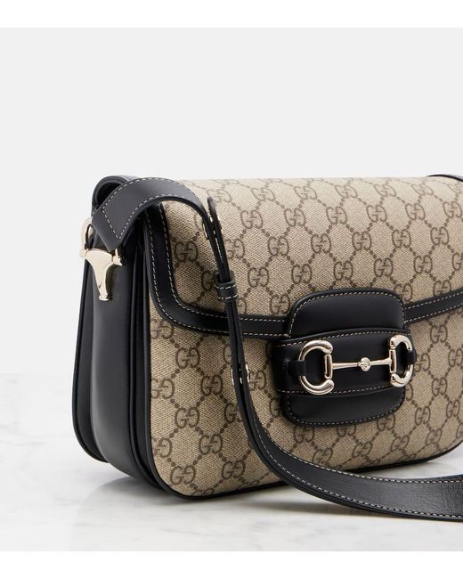 Gucci Natural Schultertasche Horsebit 1955 Medium