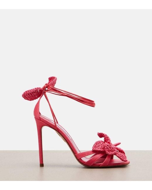 Aquazzura Red Calypso Raffia Sandals