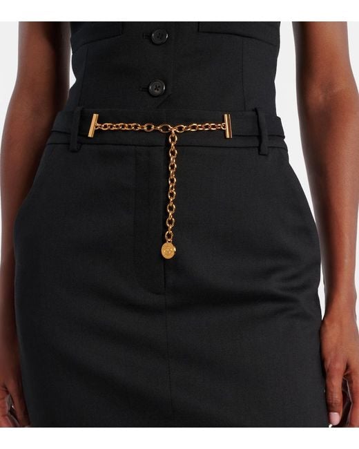 Veronica Beard Black Belted Wool Pencil Skirt