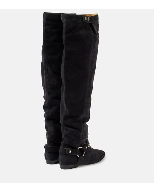 Isabel Marant Black Selize Suede Over-The-Knee Boots