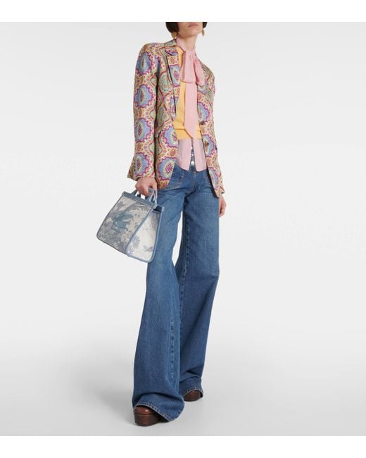 Etro Blue Love Trotter Small Embroidered Tote Bag