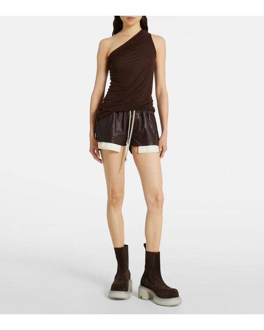 Rick Owens Brown Athena One-Shoulder Top