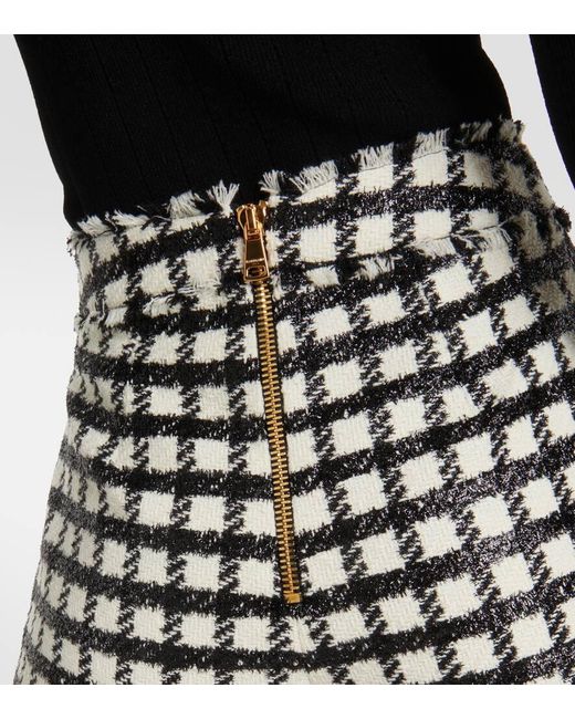 Balmain Black High-Rise Shorts Aus Einem Wollgemisch