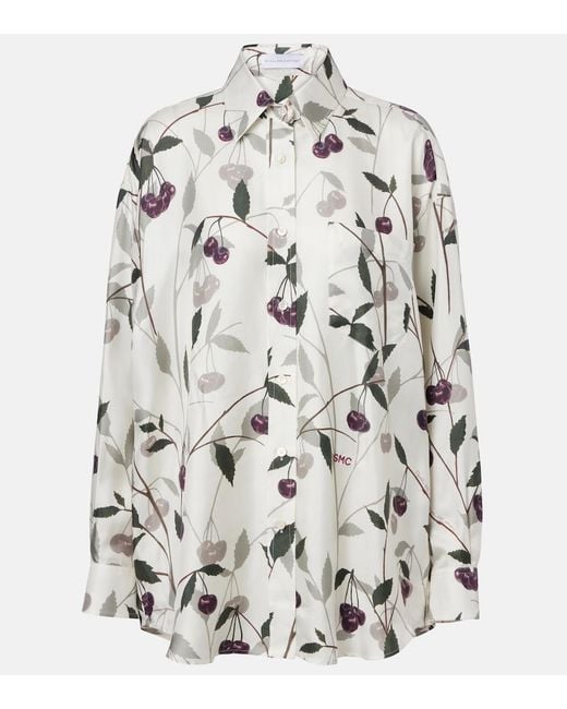 Stella McCartney Gray Printed Silk Twill Shirt