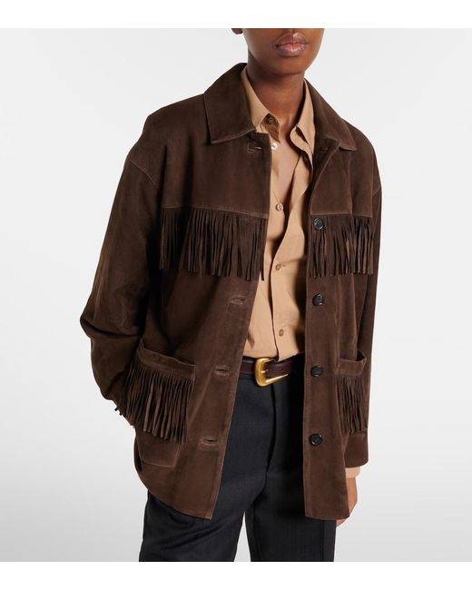 Nili Lotan Brown Foudre Fringed Suede Jacket